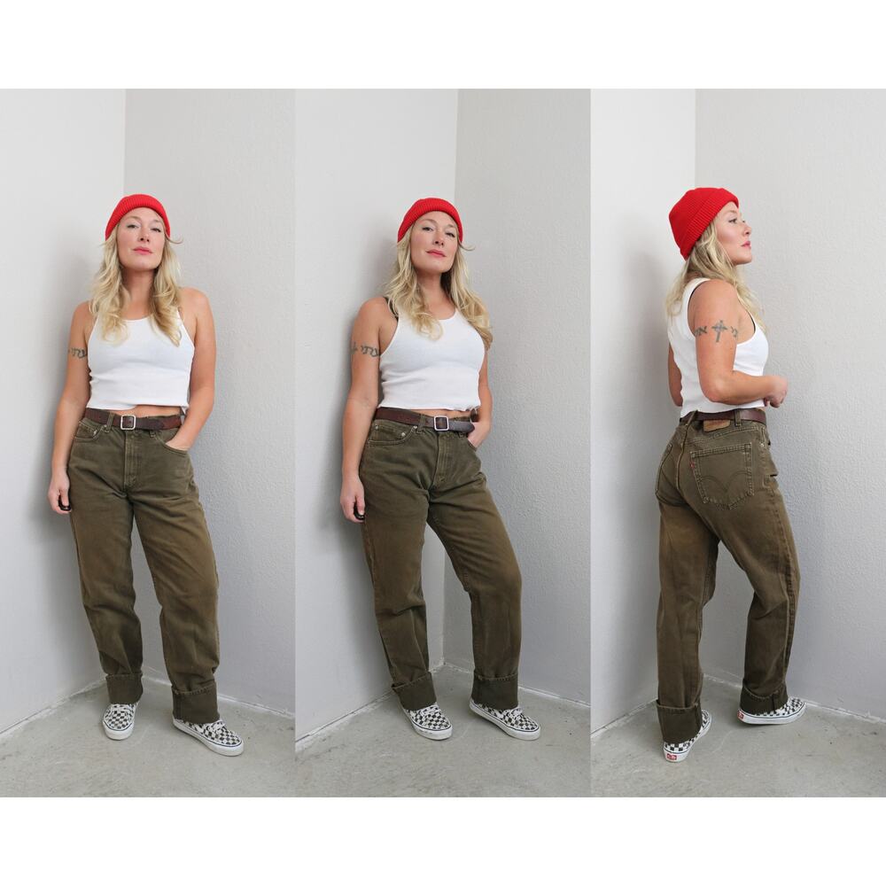 2000's Vintage Levi's 550 Olive Dyed Relaxed Jeans Women's SM MD 31" 32" Waist